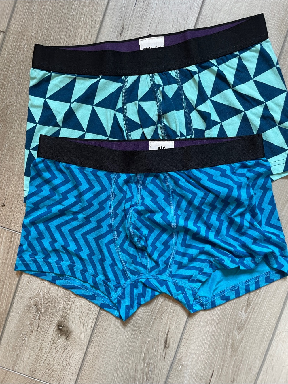 MeUndies Men's Boxer Briefs in Teal and Turquoise Geometric Prints